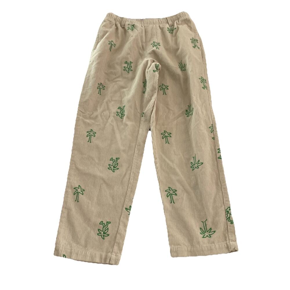 Urban Outfitters Corduroy Palm Tree Pants White Green Small